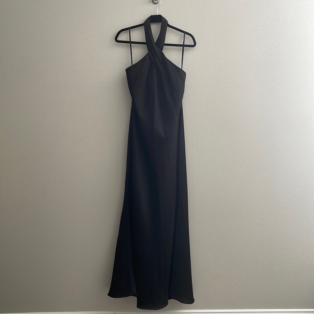 BHLDN Black Satin Dress
